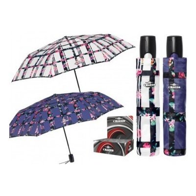 Deštník skládací modrobílá kombinace s květinami – Zboží Mobilmania