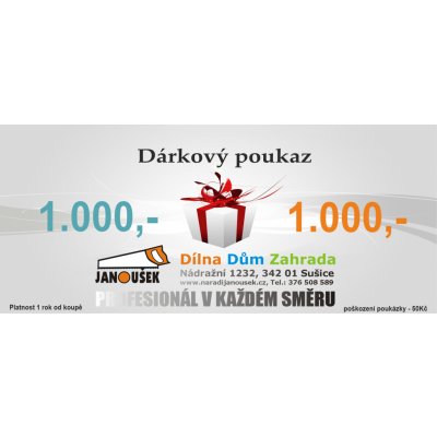 Dárkový poukaz 1000Kč č.205265 1 ROK – Hledejceny.cz