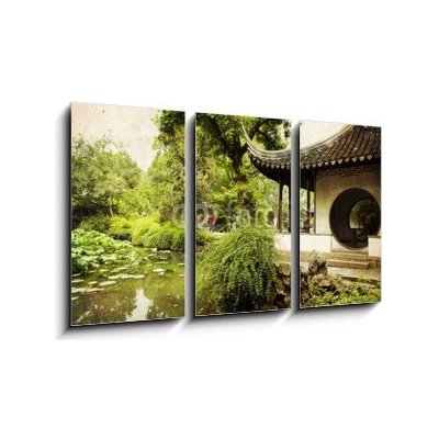 Obraz 3D třídílný - 90 x 50 cm - Chinese traditional garden - Suzhou - China Čínská tradiční zahrada – Zboží Mobilmania