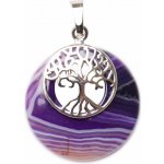 Nefertitis Achát fialový přívěsek kruh se Stromem života NF22022 – Zboží Mobilmania