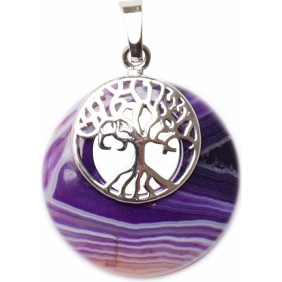 Nefertitis Achát fialový přívěsek kruh se Stromem života NF22022 – Zboží Mobilmania