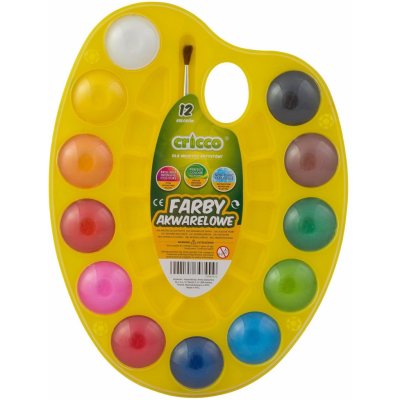 Cricco akvarelové barvy 12 barev na paletě + štětec – Zboží Dáma