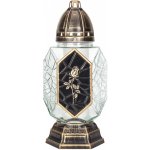 Lampa hřbitovní RADIANT RŮŽE skleněná zlatá 170g 14x31cm – Zboží Dáma