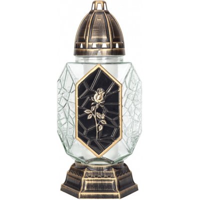 Lampa hřbitovní RADIANT RŮŽE skleněná zlatá 170g 14x31cm – Zboží Dáma