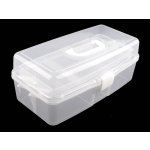 Prima-obchod Velký plastový box kufřík rozkládací, barva transparent off white 20,5 x 41 cm – Zboží Dáma