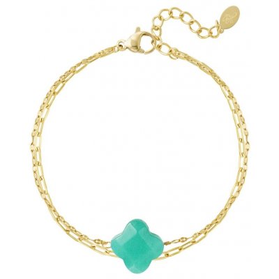 Ornamenti pozlacený náramek Turquoise Clover gold OOR300074