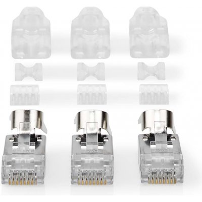 NEDIS RJ45 konektor | RJ45 Pass Through | Pevný/vláknitý kabel FTP CAT7 | Přímý | Pozlacené | 10 ks | PVC | Šedá | Box