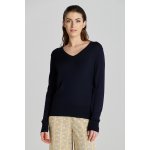 Gant svetr FINE KNIT V-NECK modrá – Zboží Mobilmania