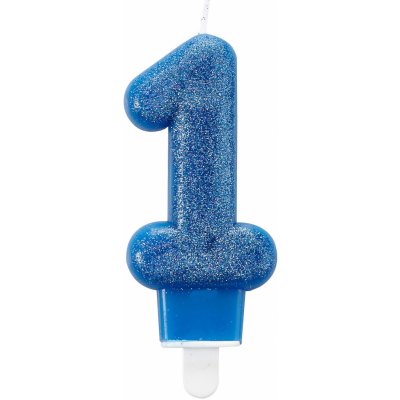 Svíčka číslo 1 modrá lesklá 7,6 cm Amscan – Zbozi.Blesk.cz