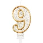 Godan Dortová svíčka číslo 9 zlatá – Zboží Dáma