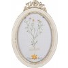 Klasický fotorámeček Bílo zlatý oválný fotorámeček Teuna s květinovou aplikací – 10x15 cm