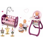 Smoby zlatá 32 cm Baby Nurse + jídelní židlička + kolébka pro panenku s peřinkou + 3ks šaty pro panenku 220100-5 – Zbozi.Blesk.cz
