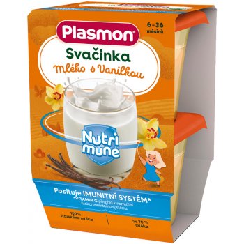 PLASMON Svačinka bezlepková mléčná NUTRI-MUNE mléko a vanilka 2x120g