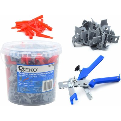 GEKO G00392 Sada nástrojů pro vyrovnávání obkladů (300x spony, 100x klíny, 1x kleště) – HobbyKompas.cz