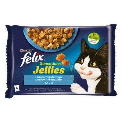 Felix Sensations Jellies rybí výběr v želé 4 x 85 g – Zbozi.Blesk.cz