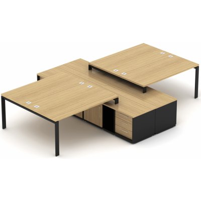 Nábytek Designový cz DEBZ23U Kancelářská sestava EPIC Z23 U pro 4 osoby dub černá – Zboží Dáma