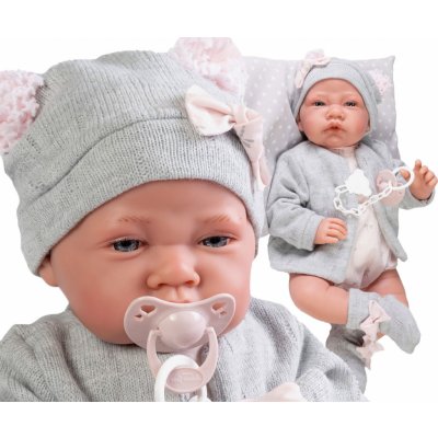 Antonio Juan Realistické miminko holčička v šedém oblečku – Zboží Mobilmania