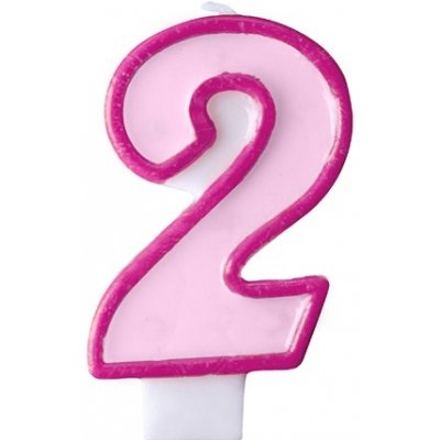 PartyDeco Narozeninová svíčka s číslem 2 růžová – Zboží Mobilmania
