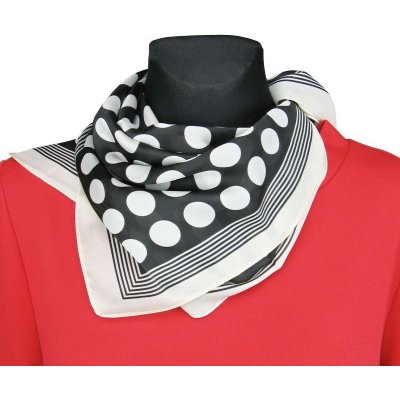 Dámský šátek puntíkovaný (Lehký dámský šátek černobílý)