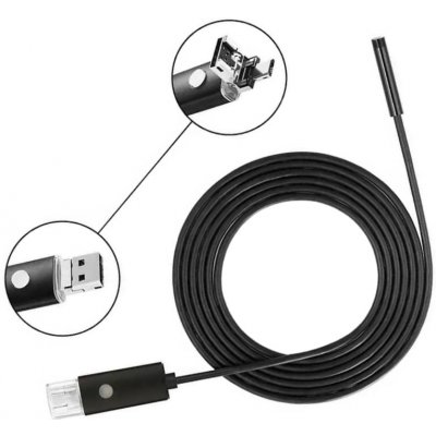 W-star Endoskopická kamera UCAM8x2 sonda 8mm 2m měkký kabel HD USB konektor 2v1 – Zboží Mobilmania
