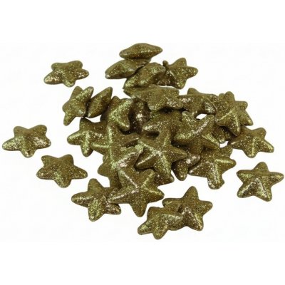 www.susenerostliny.cz hvězda glitter zlatá 3cm, v balení cca 48ks – Hledejceny.cz