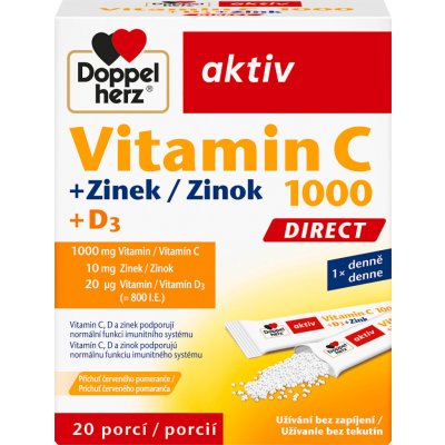 Doppelherz Vitamín C 1000 + D3 + Zinek DIRECT 20 ks – Hledejceny.cz