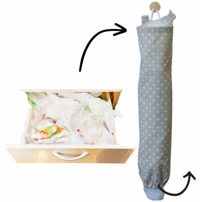 Wrap - up Sáčkovník - organizér na plastové sáčky, režný s puntíkem – Zboží Mobilmania