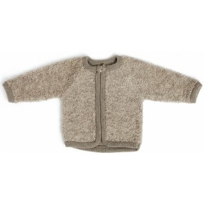 Dětský cardigan z bouclé merino vlny na zip Smallstuff nature melange – Zbozi.Blesk.cz