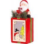 MagicHome Dekorace Vánoce Dárek se Santou LED terakota závěsná 9x8x17,7 cm – Hledejceny.cz
