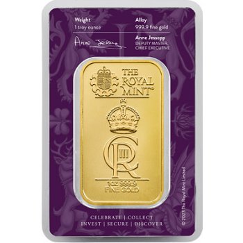 The Royal Mint zlatý slitek Celebration Oslava korunovace Jeho Veličenstva Karla III 1 oz