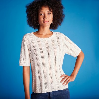Blancheporte Ažurový pulovr s krátkými rukávy režná – Zboží Mobilmania