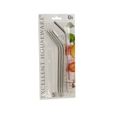 Kinekus Excellent Houseware Sada nerezových slamiek s čistiacou kefkou, 4 ks KIN64301763 – Sleviste.cz