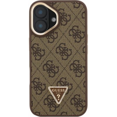Guess 4G Strass Triangle Logo kryt s výklopným stojánkem a MagSafe pro iPhone 16 - hnědý 57983125180 – Zboží Mobilmania