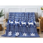 Xpose Deka mikroplyš s beránkem VÁNOCE modrá 140x200 – Zboží Dáma