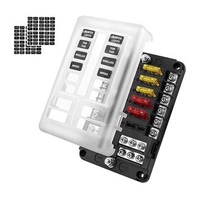 Distribuční blok -12 pojistek, kladný i záporný pól /pojistkový držák/ – Hledejceny.cz