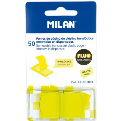 MILAN Záložka lepící MILAN FLUO PVC 45 x 25 mm žlutá, 50 ks – Hledejceny.cz