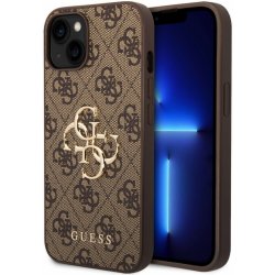 Pouzdro Guess PU 4G Metal Logo iPhone 15 hnědé