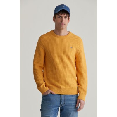 Gant Cotton Textured C-neck žlutá – Sleviste.cz