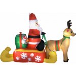 HOMCOM Nafukovací vánoční dekorace Santa Claus se sobím spřežením LED světly – Hledejceny.cz