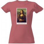 Tričko s potiskem Mona Lisa dámské Pudrově růžová – Zboží Mobilmania