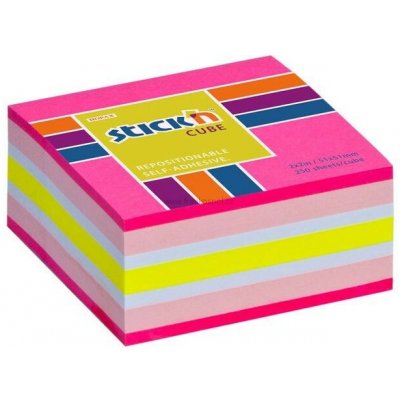 Samolepicí bloček Stick'n by HOPAX Kostka, 51 x 51 mm, 250 lístků, neon růžový mix – Hledejceny.cz