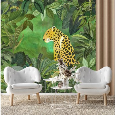 Gario vliesová Fototapeta Abstraktní levhart a džungle - Andrea Haase, rozměry 100 x 100 cm – Zboží Mobilmania