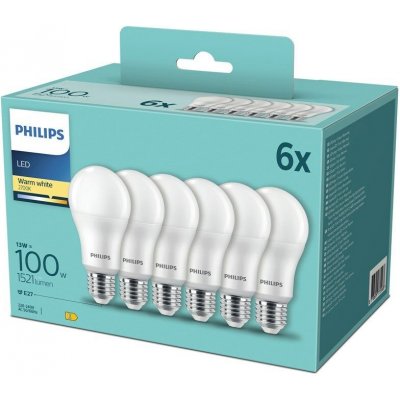 Philips žárovka LED klasik, 13W, E27, teplá bílá, 6ks – Zboží Mobilmania