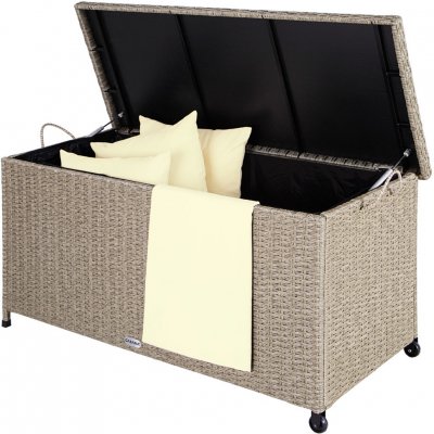 FurniGO Úložný box 122cm x 56cm x 61cm krémový s kolečky – Zboží Mobilmania