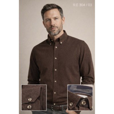 Ego man pánská košile regular fit RE-304-03 hnědá – Hledejceny.cz