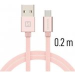 Swissten 71521105 USB 2.0 typ A na C, USB 2.0, zástrčka A - zástrčka C, opletený, 0,2m, růžovo-zlatý – Hledejceny.cz