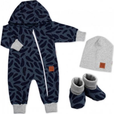 Baby Nellys Kojenecký teplákový overal pírka Nature Jeans – Hledejceny.cz