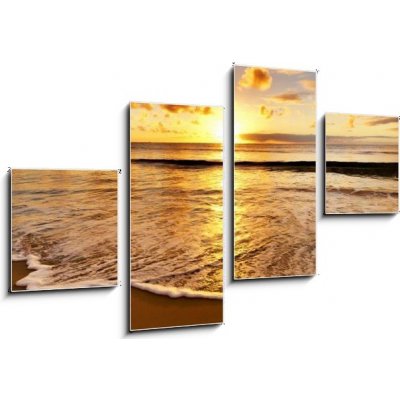 Obraz 4D čtyřdílný - 100 x 60 cm - beautiful sunset on the beach krásný západ slunce na pláži – Zboží Mobilmania