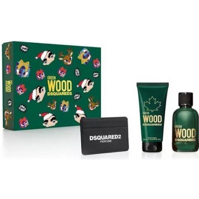 Dsquared2 Dsquared2 Green Wood SET: Toaletní voda 100 ml + Sprchovací gél 100 ml + Držiak na karty – Zboží Mobilmania