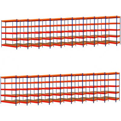 Fistar 20x Regál 2160 x 1400 x 400 mm lak 5 polic modro oranžový – Zbozi.Blesk.cz